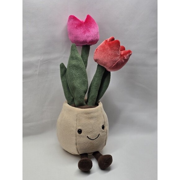 Jellycat Amuseables Tulip Pot Plush Stuffed Toy Authentic - Picture 10 of 10